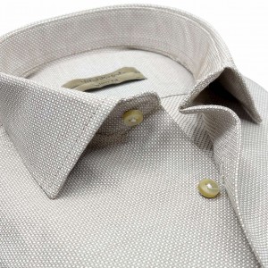 Life Style Butiken Ανδρικό Μακρυμάνικο πουκάμισο Slim Fit Ανάγλυφο υφασμα LS126008 Μπεζ