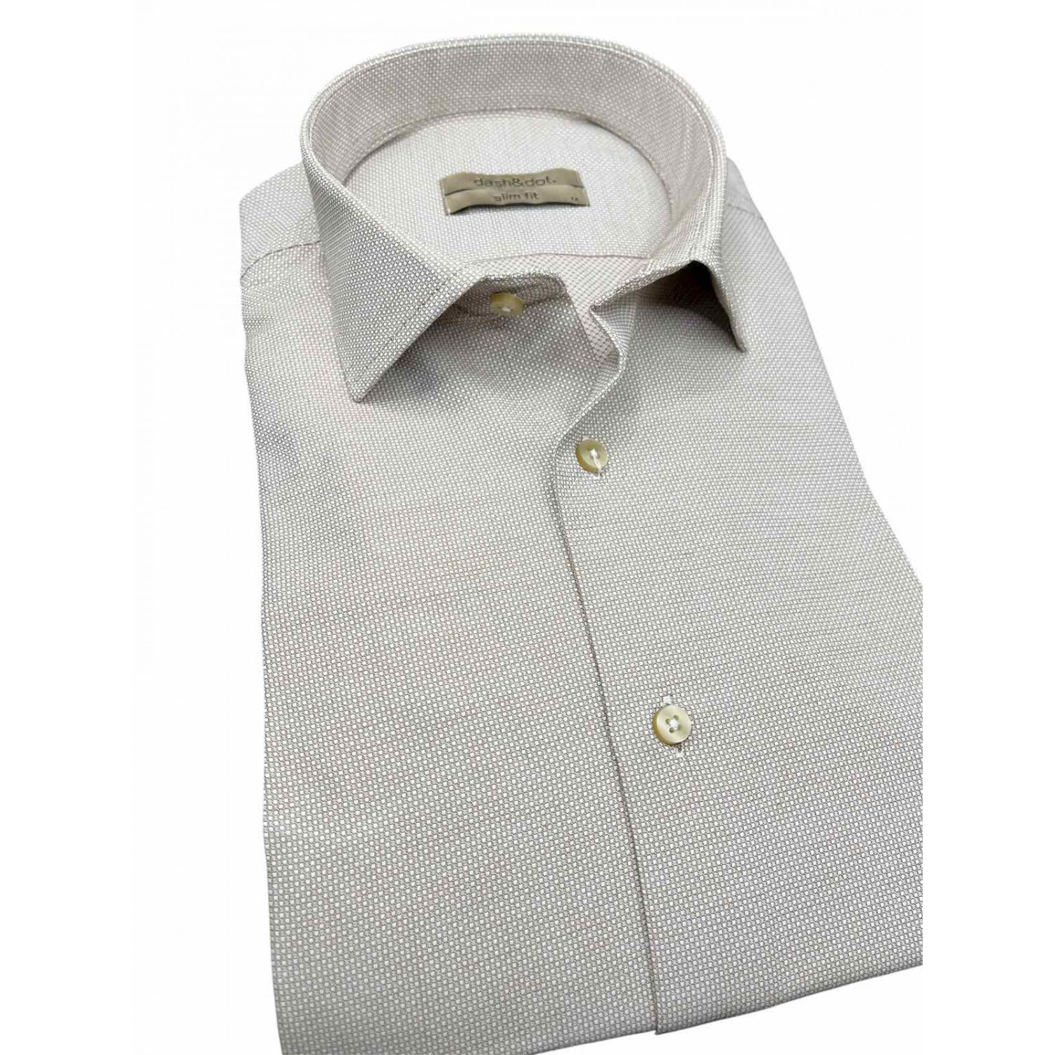 Life Style Butiken Ανδρικό Μακρυμάνικο πουκάμισο Slim Fit Ανάγλυφο υφασμα LS126008 Μπεζ