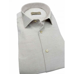 Life Style Butiken Ανδρικό Μακρυμάνικο πουκάμισο Slim Fit Ανάγλυφο υφασμα LS126008 Μπεζ