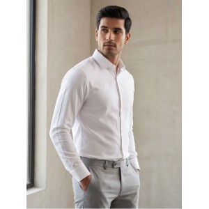 Life Style Butiken Ανδρικό Μακρυμάνικο πουκάμισο τύπου Oxford Slim Fit LS126008 Λευκό