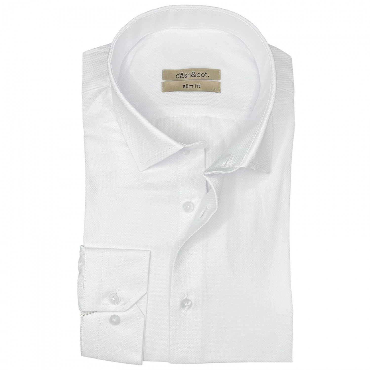 Life Style Butiken Ανδρικό Μακρυμάνικο πουκάμισο τύπου Oxford Slim Fit LS126008 Λευκό