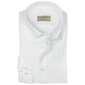 Life Style Butiken Ανδρικό Μακρυμάνικο πουκάμισο τύπου Oxford Slim Fit LS126008 Λευκό