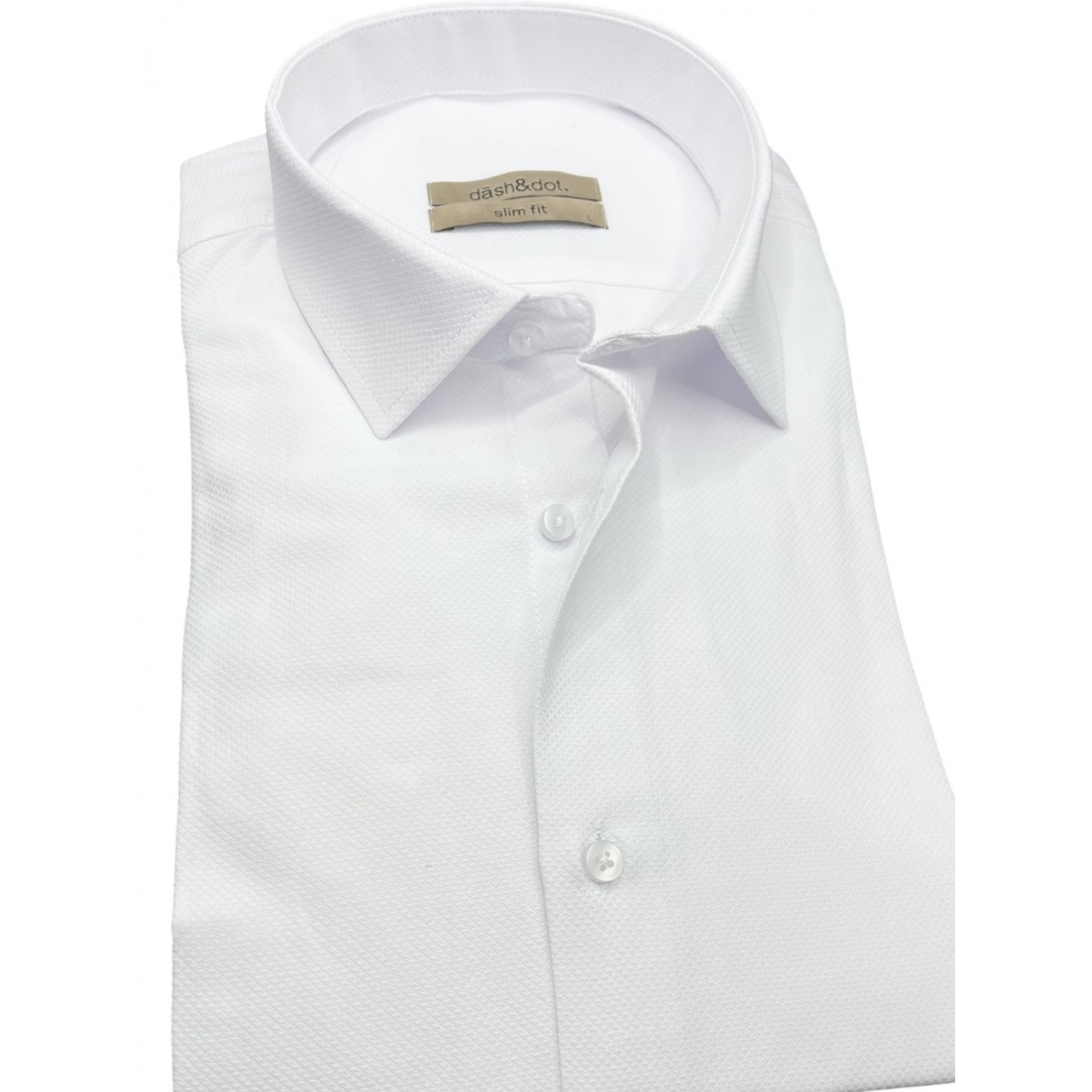 Life Style Butiken Ανδρικό Μακρυμάνικο πουκάμισο τύπου Oxford Slim Fit LS126008 Λευκό