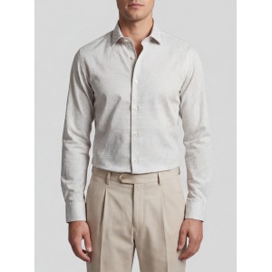 Life Style Butiken Ανδρικό Μακρυμάνικο πουκάμισο με μικροσχέδια Slim LS126009 Μπεζ