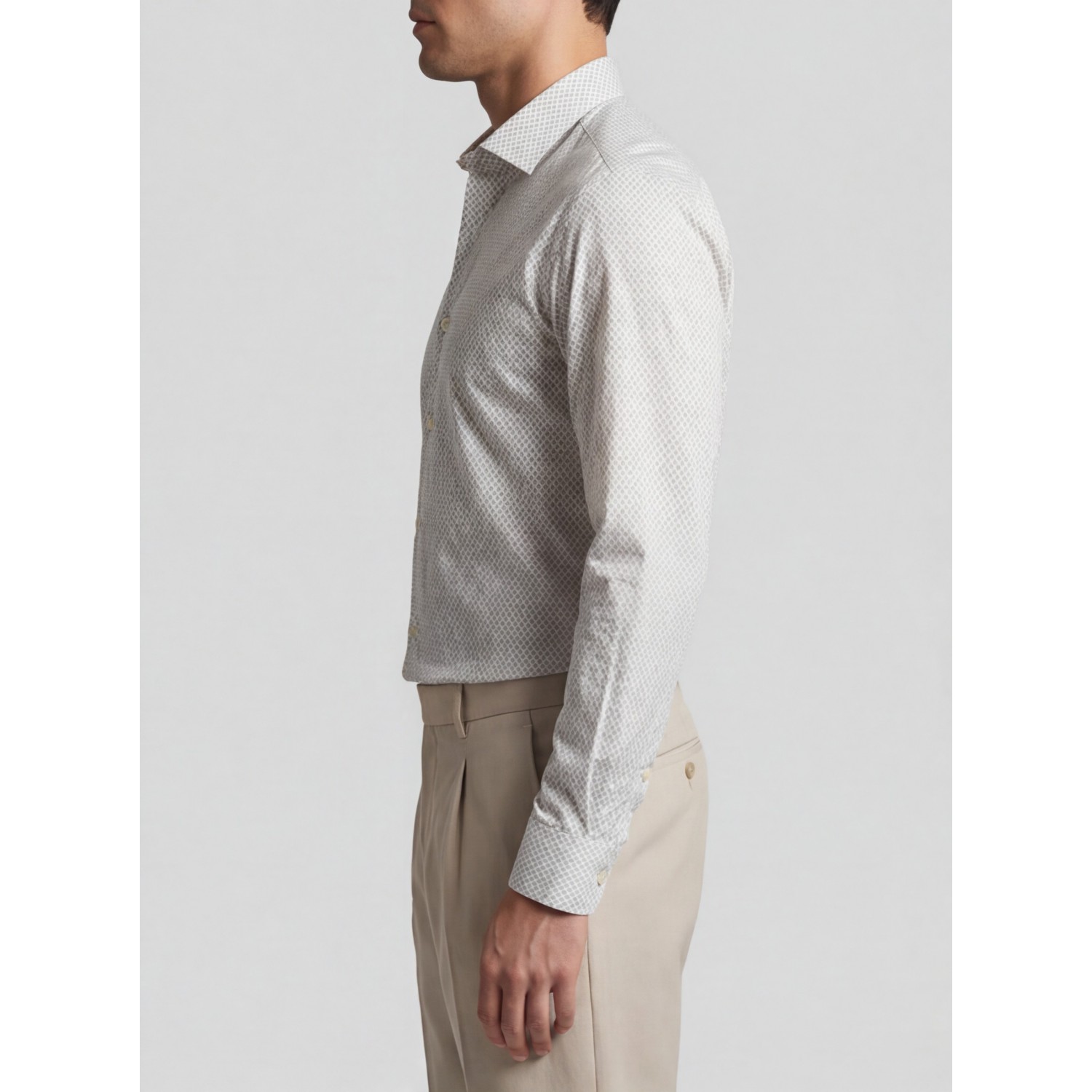 Life Style Butiken Ανδρικό Μακρυμάνικο πουκάμισο με μικροσχέδια Slim LS126009 Μπεζ