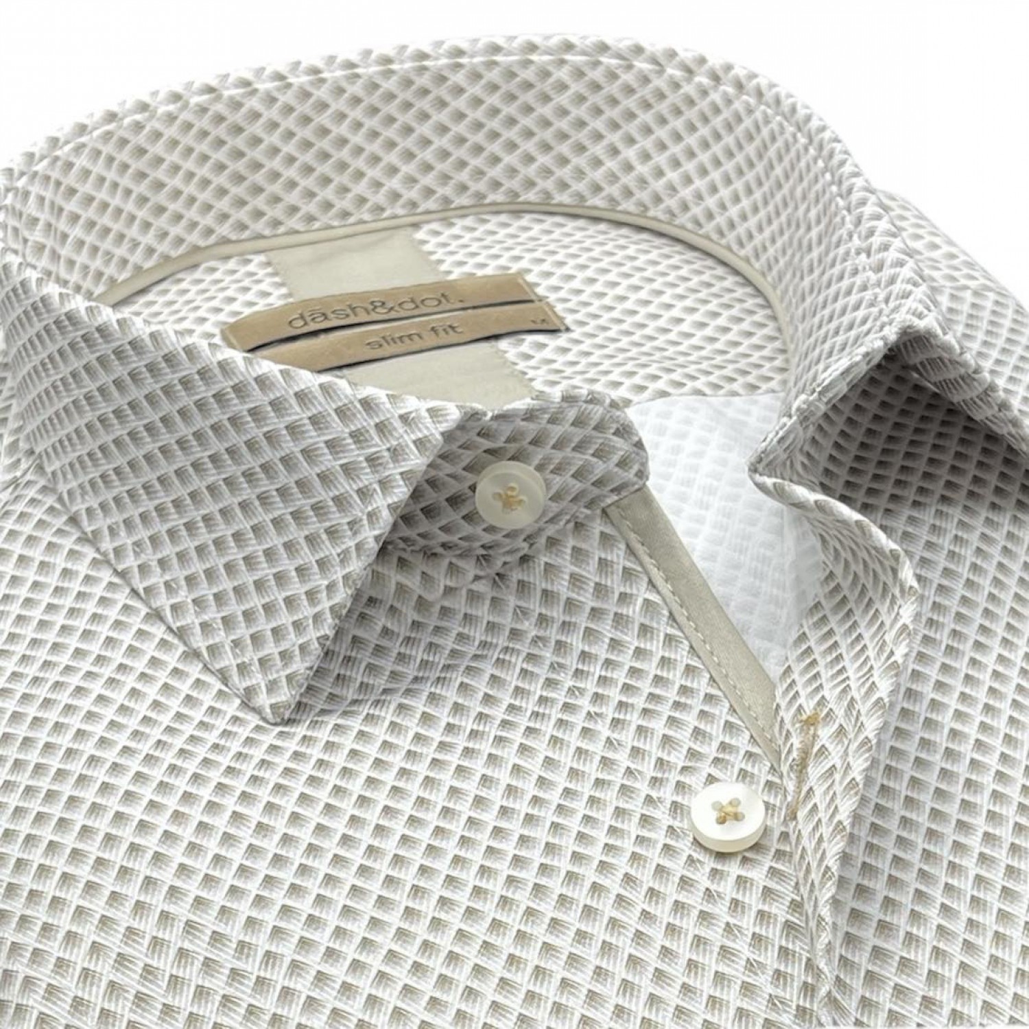 Life Style Butiken Ανδρικό Μακρυμάνικο πουκάμισο με μικροσχέδια Slim LS126009 Μπεζ