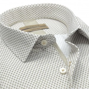 Life Style Butiken Ανδρικό Μακρυμάνικο πουκάμισο με μικροσχέδια Slim LS126009 Μπεζ