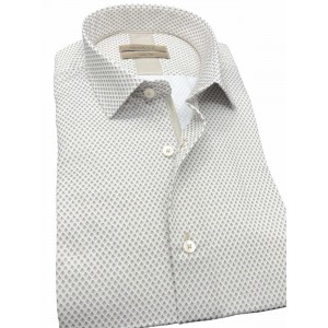 Life Style Butiken Ανδρικό Μακρυμάνικο πουκάμισο με μικροσχέδια Slim LS126009 Μπεζ