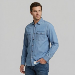 U.s. Grand Polo Ανδρικό Μακρυμάνικο Jean πουκάμισο Regular AU02835POSTER_AZA2000 Μπλε