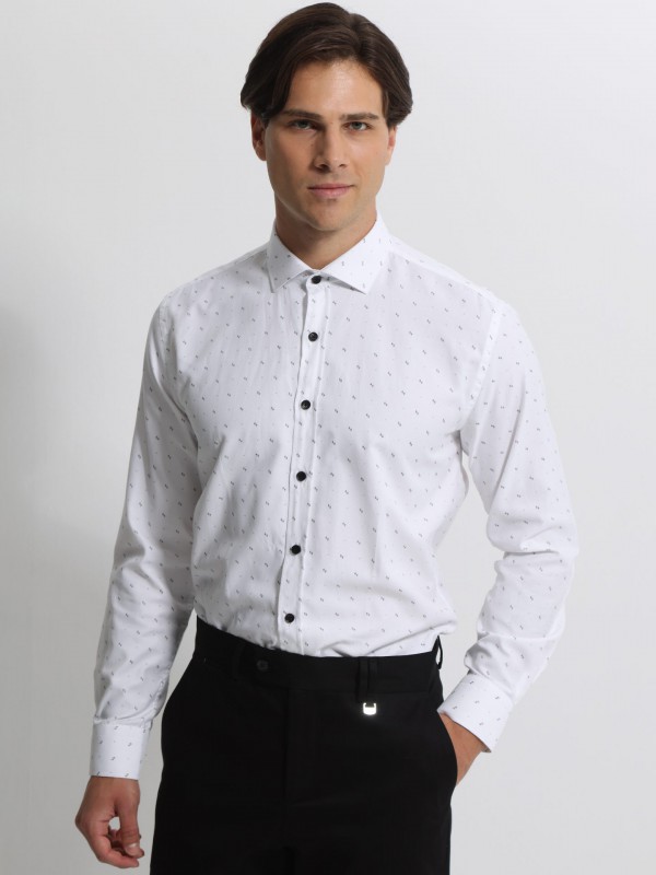 Life Style Butiken Ανδρικό Μακρυμάνικο πουκάμισο Slim LS1447528 Λευκό