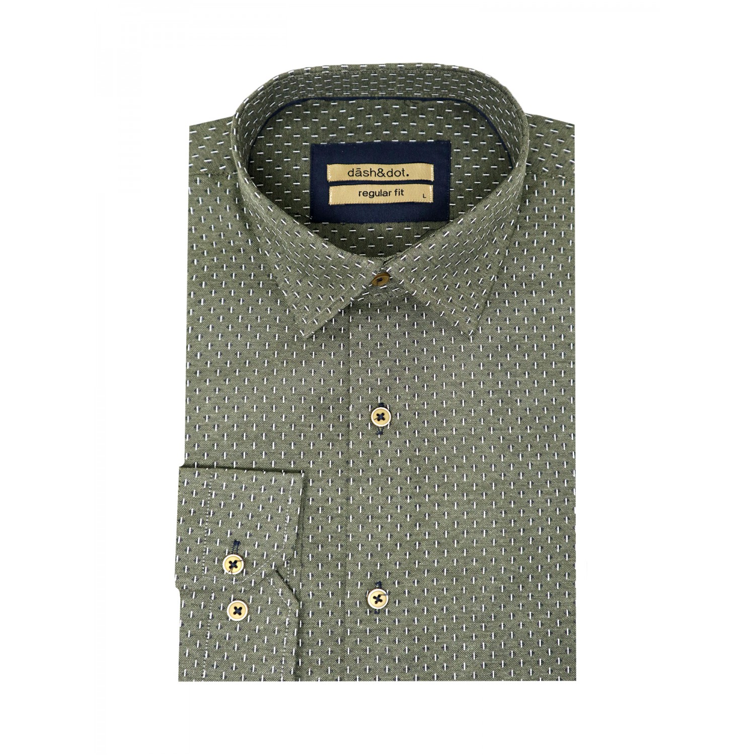 Life Style Butiken Ανδρικό Μακρυμάνικο πουκάμισο Regular LS124780 Λαδί