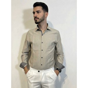 Life Style Butiken Ανδρικό Μακρυμάνικο πουκάμισο LS1561 Μπέζ