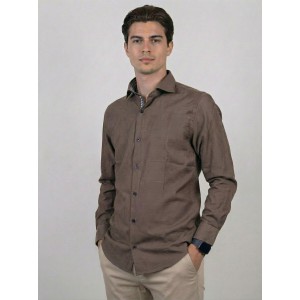 Life Style Butiken Ανδρικό Μακρυμάνικο πουκάμισο LS1561 Καφέ