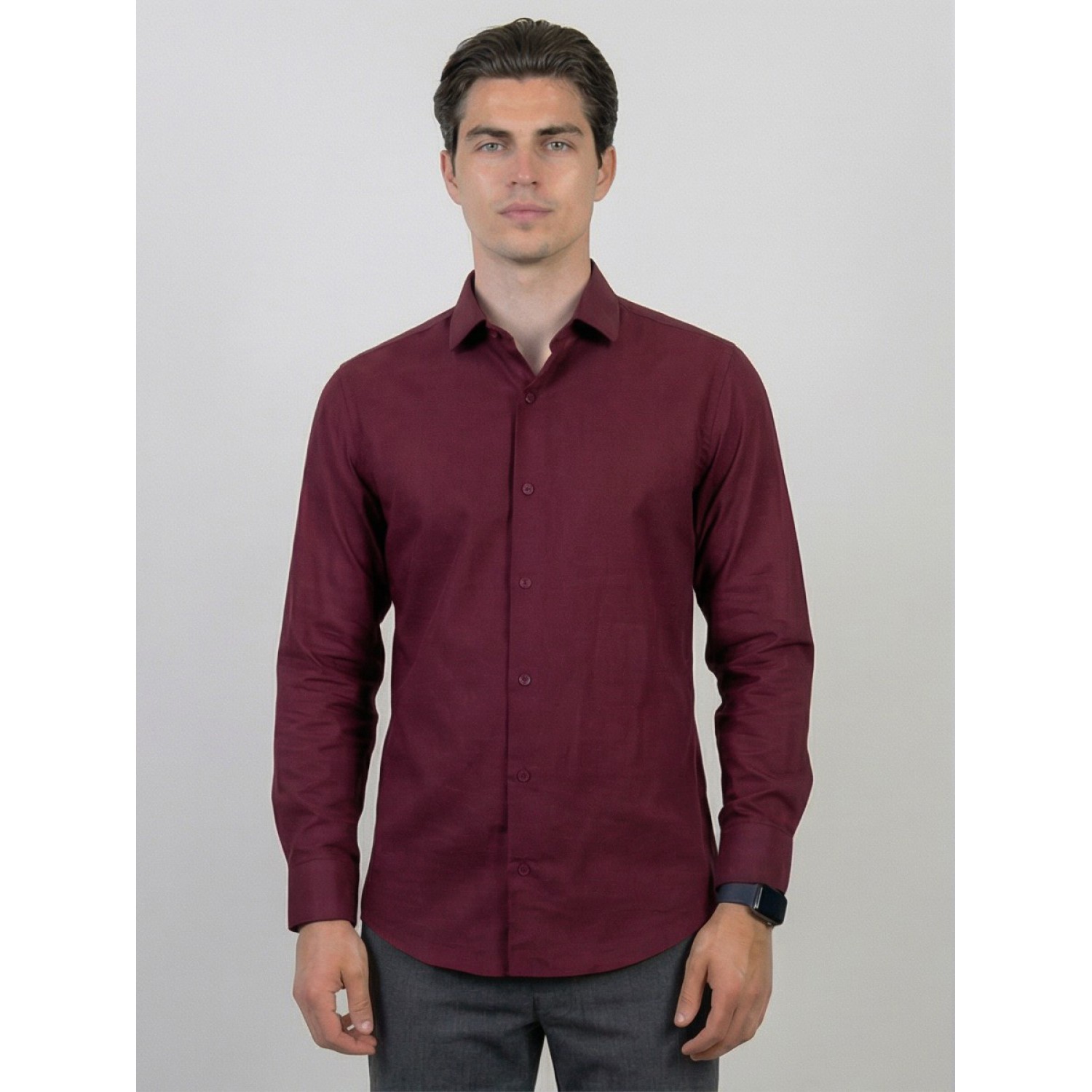 Life Style Butiken Ανδρικό Μακρυμάνικο πουκάμισο Slim LS123073 Μπορντό