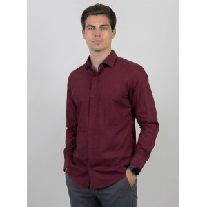 Life Style Butiken Ανδρικό Μακρυμάνικο πουκάμισο Slim LS123073 Μπορντό