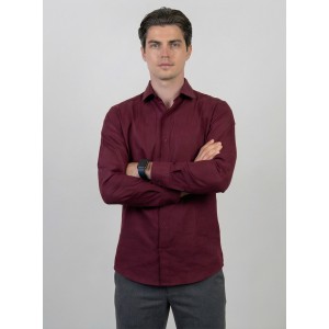 Life Style Butiken Ανδρικό Μακρυμάνικο πουκάμισο Slim LS123073 Μπορντό