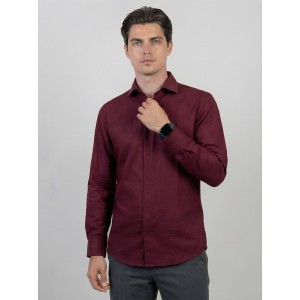 Life Style Butiken Ανδρικό Μακρυμάνικο πουκάμισο Slim LS123073 Μπορντό