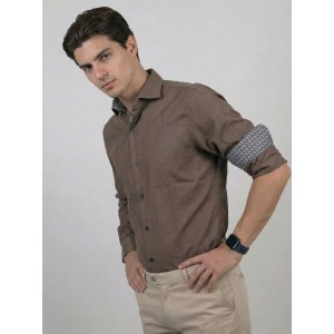 Life Style Butiken Ανδρικό Μακρυμάνικο πουκάμισο LS1561 Καφέ