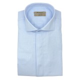 Dash & Dot 24635 Σιέλ Ανδρικό Μακρυμάνικο πουκάμισο Slim Fit 1