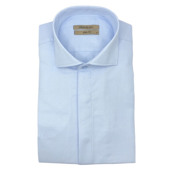 Dash & Dot 24635 Σιέλ Ανδρικό Μακρυμάνικο πουκάμισο Slim Fit 