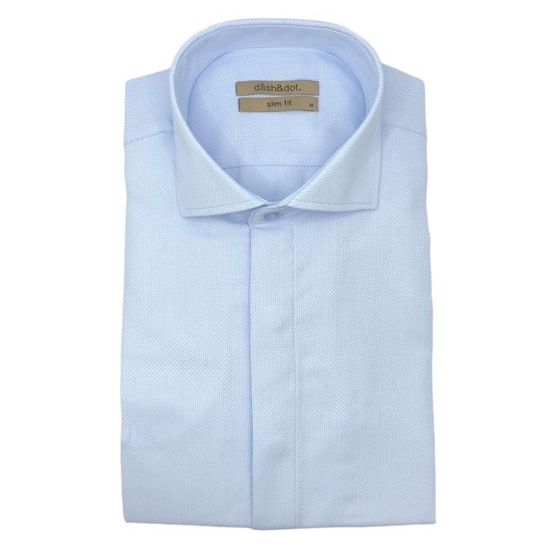 Dash & Dot 24635 Σιέλ Ανδρικό Μακρυμάνικο πουκάμισο Slim Fit