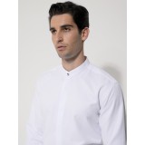Life Style Butiken  LS33-7422 Λευκό Ανδρικό Μάο Μακρυμάνικο πουκάμισο Slim Fit 2