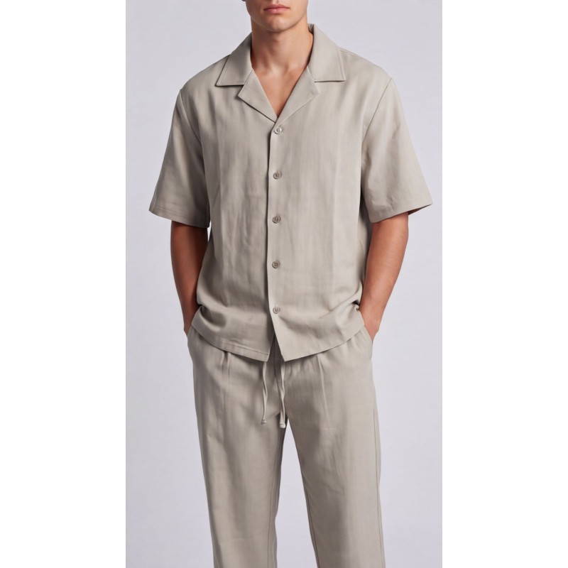 Life Style Butiken Ανδρικό Κοντομάνικο Πουκάμισο Oversize LS12011 SAND Ανδρικά