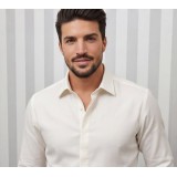 Life Style Butiken Ανδρικό Μακρυμάνικο πουκάμισο Ανάγλυφο Υφασμα Με γιακά και Κρυφά Κουμπιά Regular Fit LS124005 Ecru 3