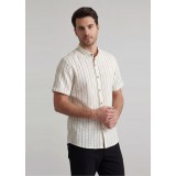 Life Style Butiken Ανδρικό Πουκάμισο Ριγέ Μαο LS12648514 Εκρού 1