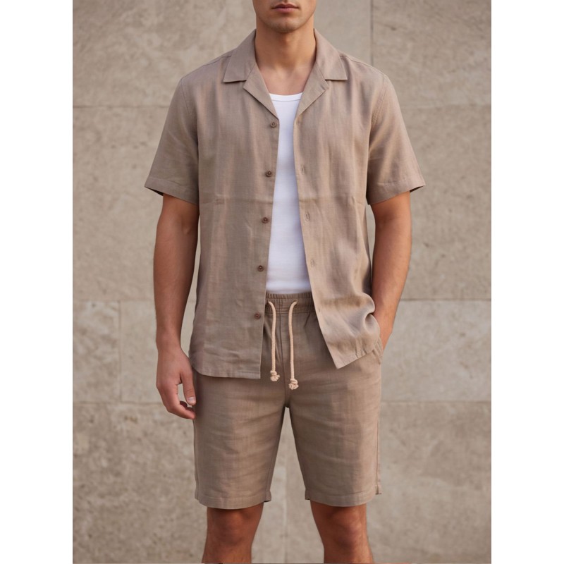 Life Style Butiken Ανδρικό Πουκάμισο Λινό LS12648522 Coffee