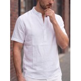 Life Style Butiken Ανδρικό Πουκάμισο Λινό Μαο LS12648525 Λευκό 1