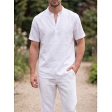 Life Style Butiken Ανδρικό Πουκάμισο Λινό Μαο LS12648525 Λευκό 2