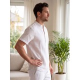 Life Style Butiken Ανδρικό Πουκάμισο Λινό Μαο LS12648525 Λευκό 3