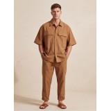 Life Style Butiken Ανδρικό Κοντομάνικο Overshirt LS1M5821 Camel 2
