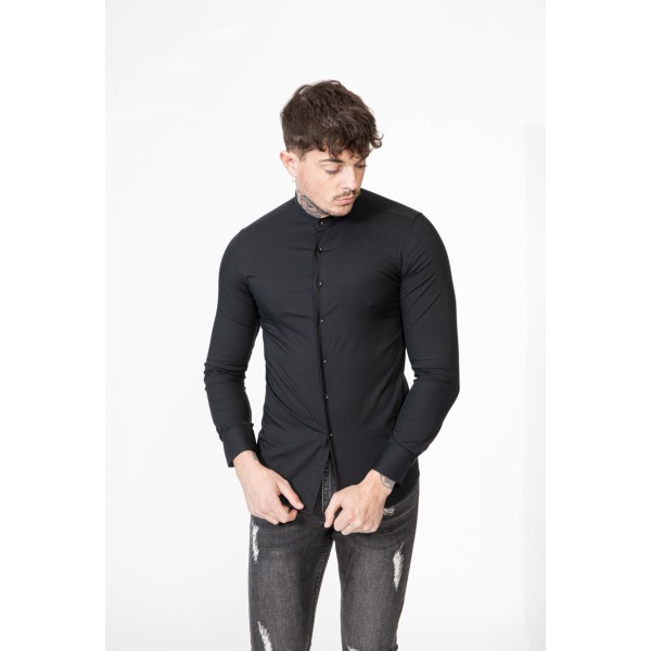 Life Style Butiken Ανδρικό Μακρυμάνικο πουκάμισο Mao Super Slim LS1NS7229 Black