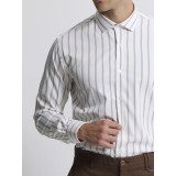 Life Style Butiken Ανδρικό Μακρυμάνικο πουκάμισο Slim LS1447515 Λευκό με ρίγα μπέζ 2