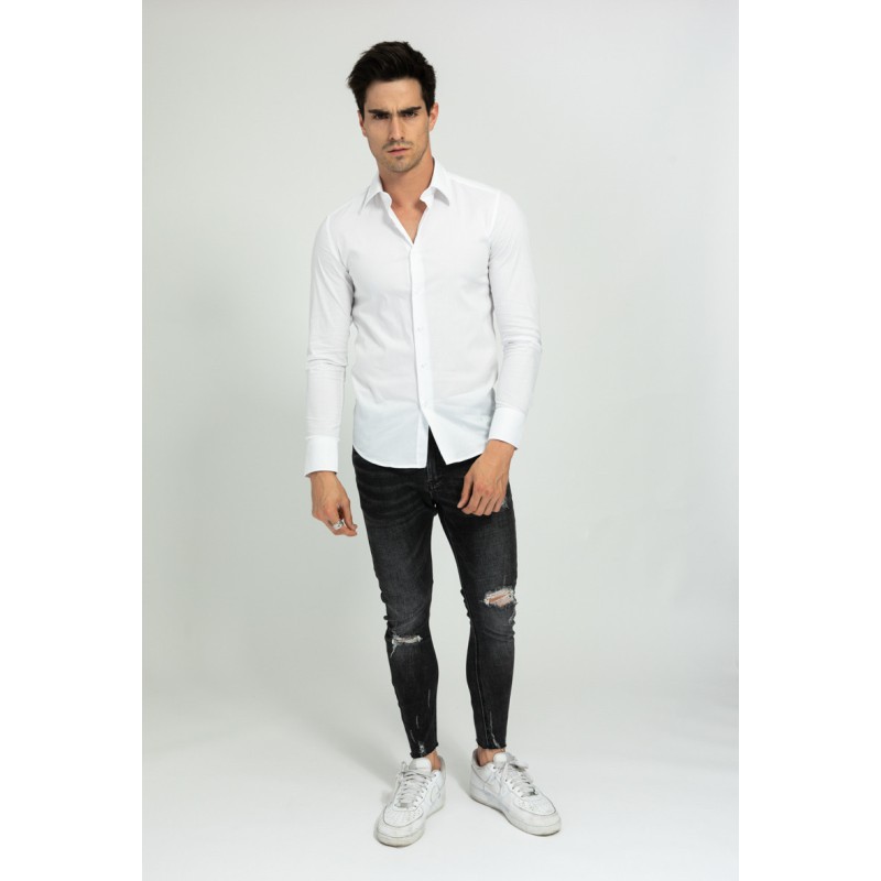 Life Style Butiken Ανδρικό Μακρυμάνικο πουκάμισο Slim LS1NS7179 Λευκό Ανδρικά
