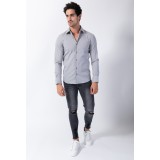 Life Style Butiken Ανδρικό Μακρυμάνικο πουκάμισο Super Slim LS1NS7179 Γκρι 5