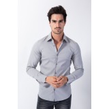Life Style Butiken Ανδρικό Μακρυμάνικο πουκάμισο Super Slim LS1NS7179 Γκρι 1