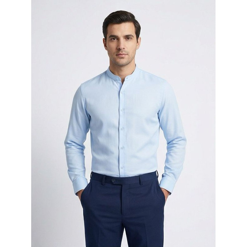 Life Style Butiken Ανδρικό Μακρυμάνικο πουκάμισο Μαο Slim LS125170 Σιέλ Ανδρικά