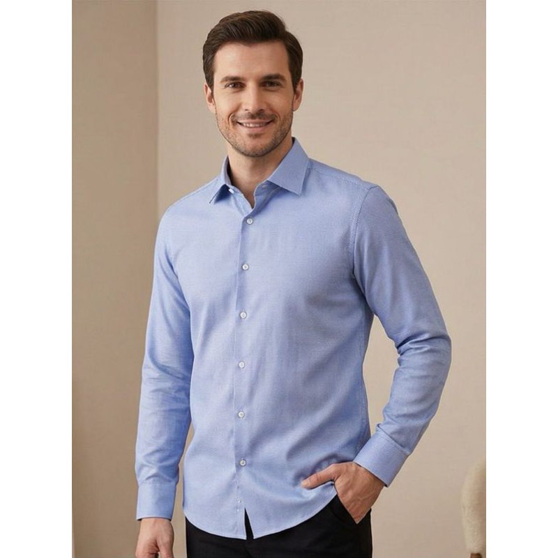 Life Style Butiken Ανδρικό Μακρυμάνικο πουκάμισο Regular Fit σε κουτί LS1DC63 Dark Σιέλ Ανδρικά
