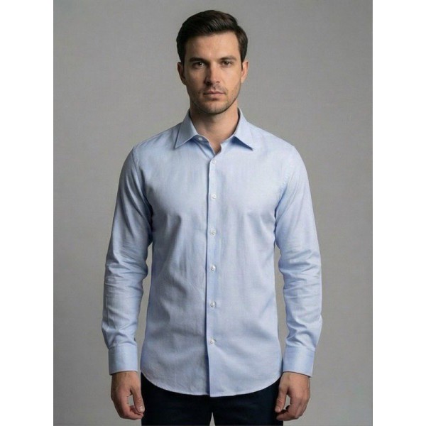 Life Style Butiken Ανδρικό Μακρυμάνικο πουκάμισο Regular Fit σε κουτί LS1C63 Σιέλ