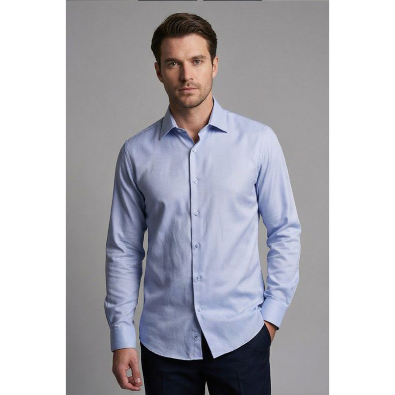 Life Style Butiken Ανδρικό Μακρυμάνικο πουκάμισο Slim Fit LS13620 Σιέλ Ανδρικά