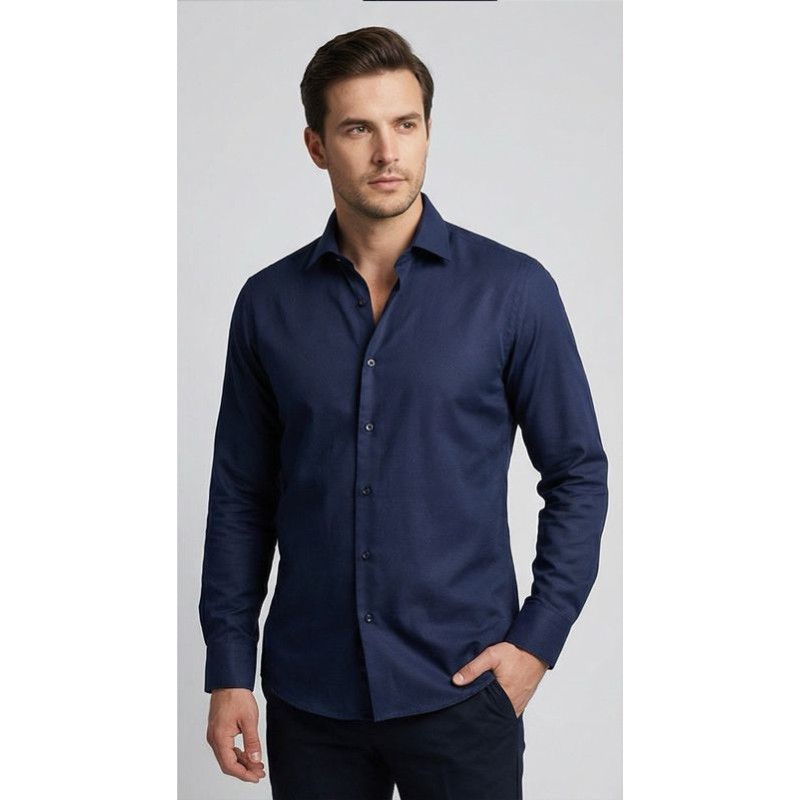 Life Style Butiken Ανδρικό Μακρυμάνικο πουκάμισο Slim Fit LS13620 Navy Ανδρικά