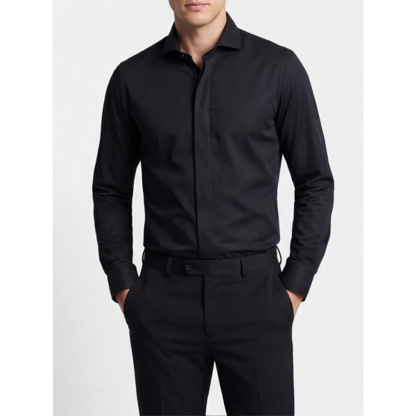 Life Style Butiken Ανδρικό Μακρυμάνικο πουκάμισο Slim LS124014 Μαύρο