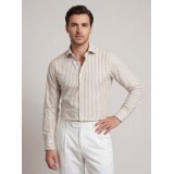 Life Style Butiken Ανδρικό Μακρυμάνικο πουκάμισο ριγέ Slim LS124036 Μπέζ 3