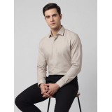 Life Style Butiken Ανδρικό Μακρυμάνικο πουκάμισο με Oxford ύφασμα ανάγλυφο Regular Fit LS126003 Μπεζ 3