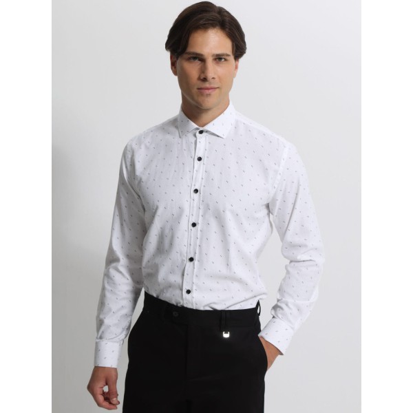 Life Style Butiken Ανδρικό Μακρυμάνικο πουκάμισο Slim LS1447528 Λευκό