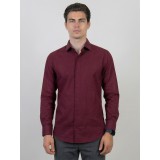 Life Style Butiken Ανδρικό Μακρυμάνικο πουκάμισο Slim LS123073 Μπορντό 4