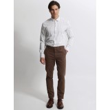 Life Style Butiken Ανδρικό Μακρυμάνικο πουκάμισο Slim LS1447515 Λευκό με ρίγα μπέζ 3